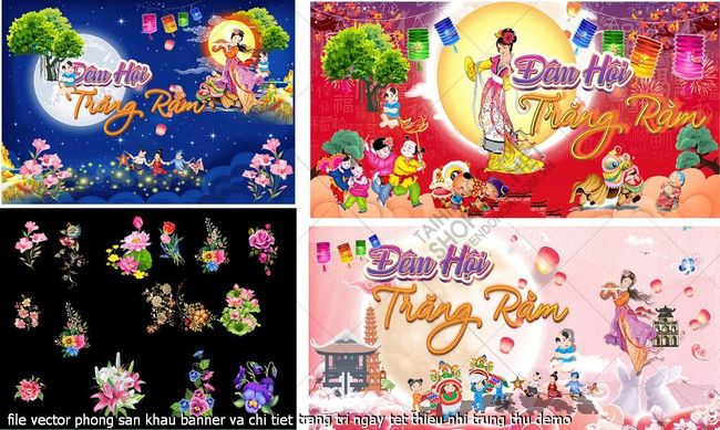 file vector phong san khau banner va chi tiet trang tri ngay tet thieu nhi trung thu